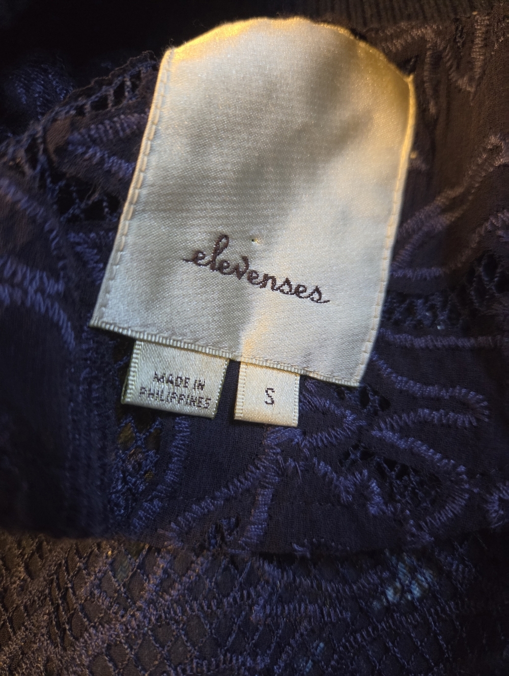 Anthropologie x Elevenses Miranda Lace Bomber Jacket in navy blue Size Small - Picture 8 of 12